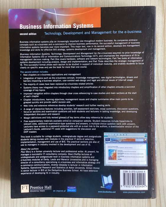 Business Information Systems : Technology, Development & Management by Bocij et al.  (2nd Ed.)