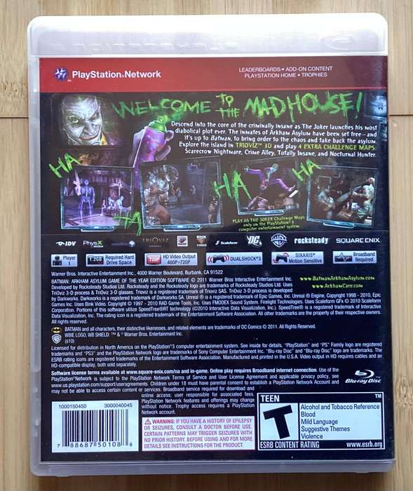 Batman Arkham Asylum - Game of the Year Edition (PS3)