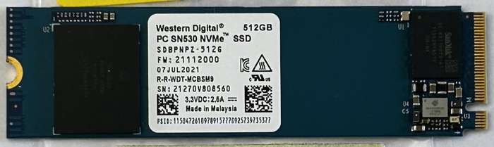 WD PC SN530 512GB m.2 2280 PCIe 3.0 SSD