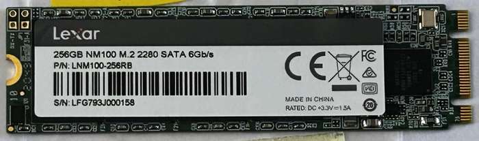 LEXAR NM100 256GB m.2 2280 SATA SSD