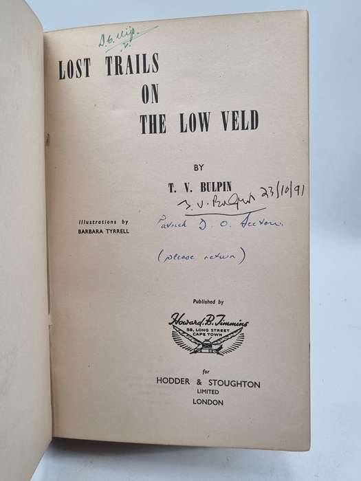 Lost Trails on the Low Veld - T V Bulpin | Illustrated by Barbara Tyrrell | Signed by Author