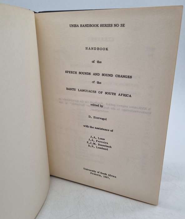 Handbook of the Speech Sounds and Sound Changes of the Bantu Languages of South Africa 1967