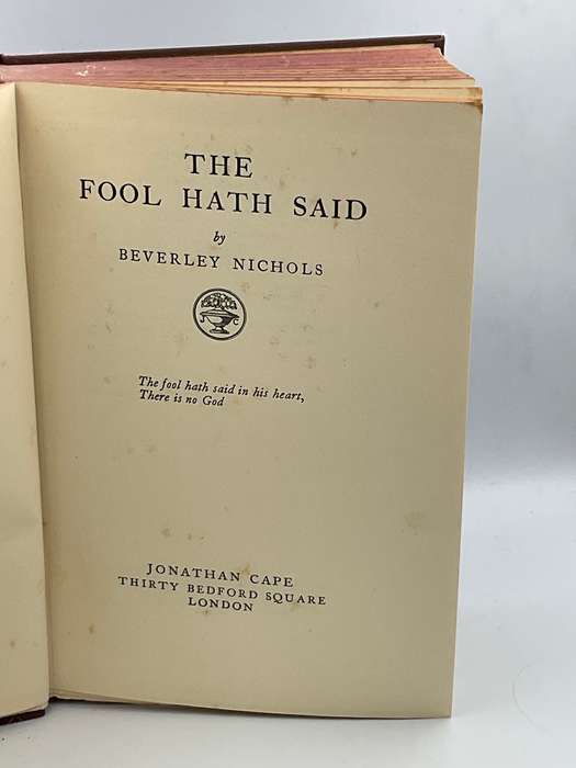 The Fool Hath Said by Beverley Nichols 1937