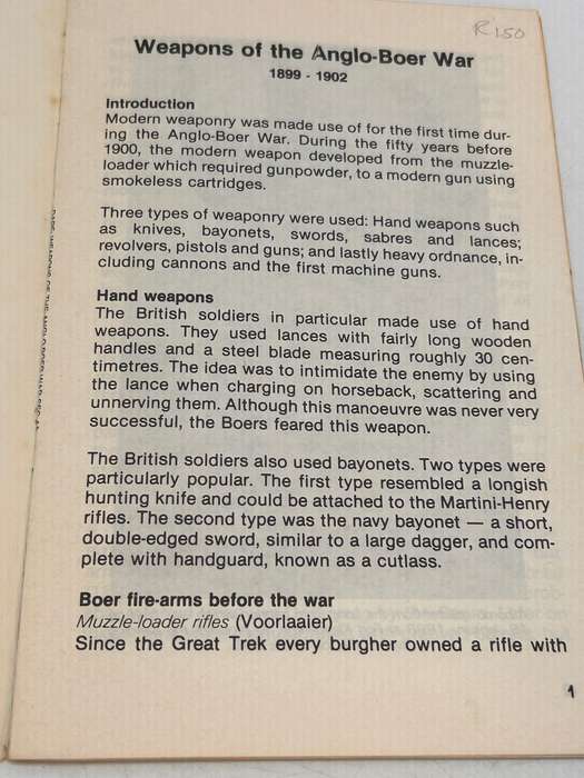 Paul Pry's Projects ~ Weapons of the Anglo-Boer War by P Roos