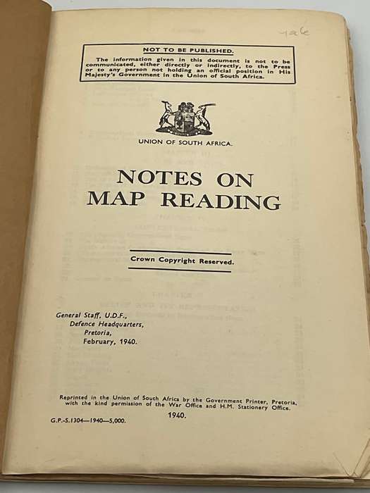 Union Of South Africa - Notes On Map Reading General Staff, UDF Defence Headquarters Pretoria 1940