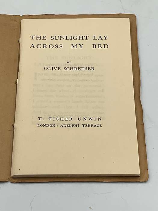 The Sunlight Lay Across My Bed by Olive Schreiner | T. Fisher Unwin, London, 1914
