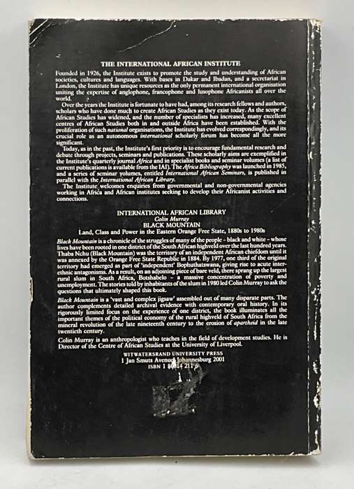 Black Mountain: Land, Class and Power in the Eastern Orange Free State, 1880s to 1980s -Colin Murray