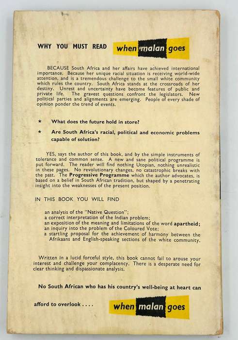 When Malan Goes ~ A progressive programme for South Africa - Jan Toekoms 1954