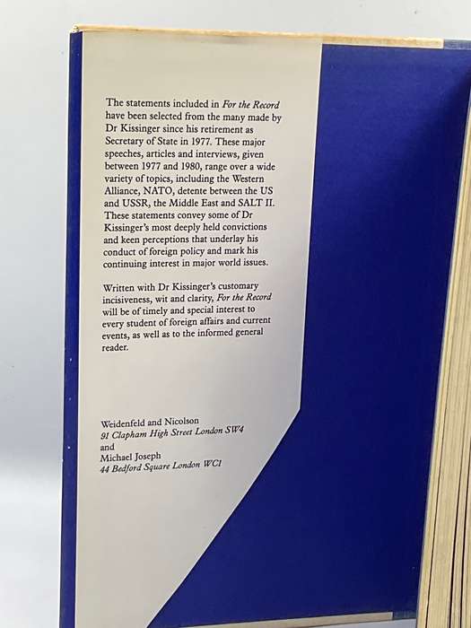 Henry Kissinger ~ For the Record: Selected Statements 1977-1980