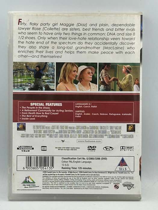 In her shoes DVD ~ Cameron Diaz, Toni Collette & Shirley MacLaine