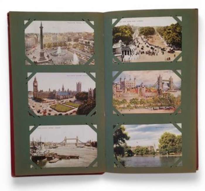 Vintage Postcard Album with Colourful British, European and American Postcards