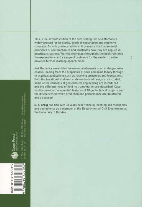 Craig's Soil Mechanics ~ RF Craig | Seventh Edition