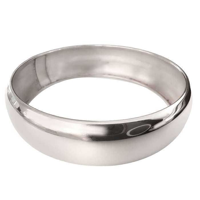 18 mm SOLID POLISHED 925 STERLING SILVER WIDE BANGLE FROM ITALY, SUBTLY CONVEX CURVED. 26g