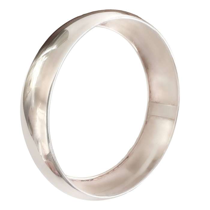 18 mm SOLID POLISHED 925 STERLING SILVER WIDE BANGLE FROM ITALY, SUBTLY CONVEX CURVED. 26g