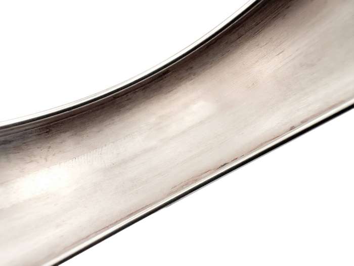 18 mm SOLID POLISHED 925 STERLING SILVER WIDE BANGLE FROM ITALY, SUBTLY CONVEX CURVED. 26g