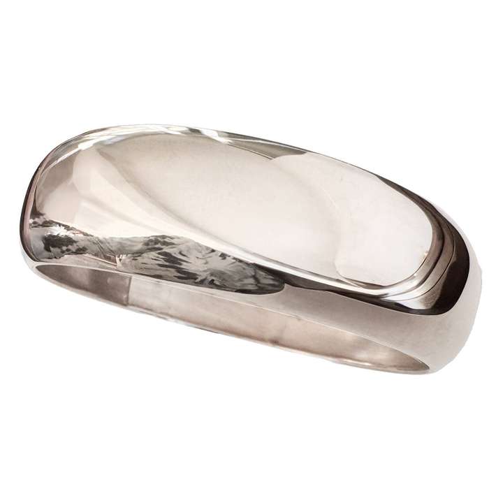 18 mm SOLID POLISHED 925 STERLING SILVER WIDE BANGLE FROM ITALY, SUBTLY CONVEX CURVED. 26g