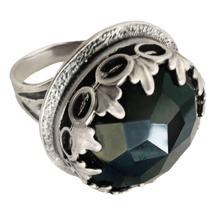 UNUSUAL HANDCRAFTED SOLID STERLING SILVER EARTH-MINED BLACK ONYX  RING. JEWELLER HALLMARKED