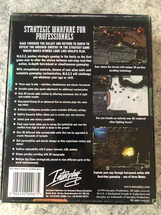 MAX 2: Mechanised Assault & Exploration Big Box PC 1998 Rare!!