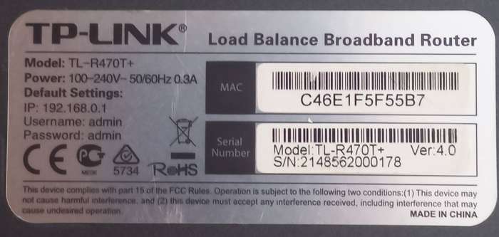 Tp-Link TL-R470T+ Load Balance Broadband Router