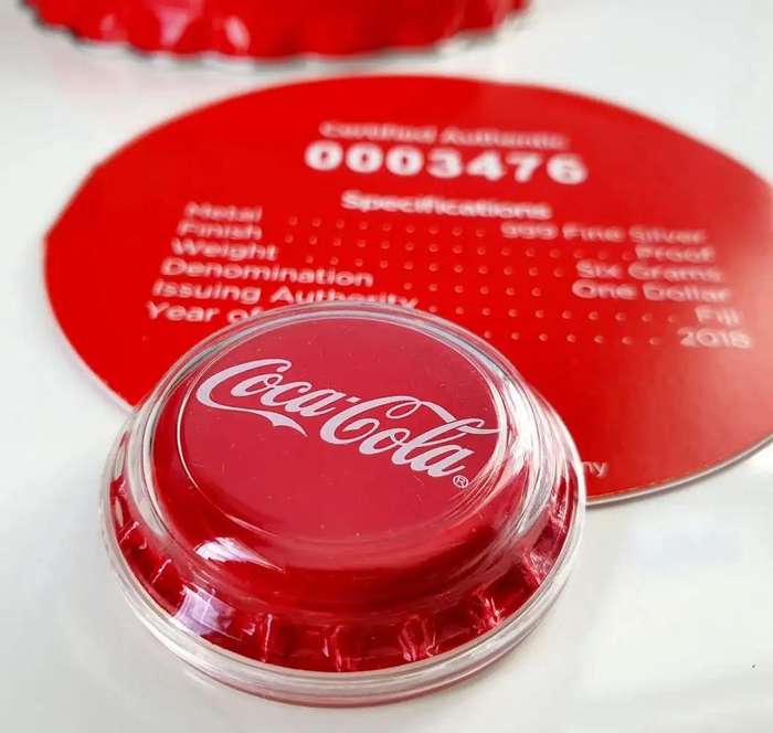 2018 6g Fiji Coca-Cola Global Edition Coin - Bottle Cap .999 Silver