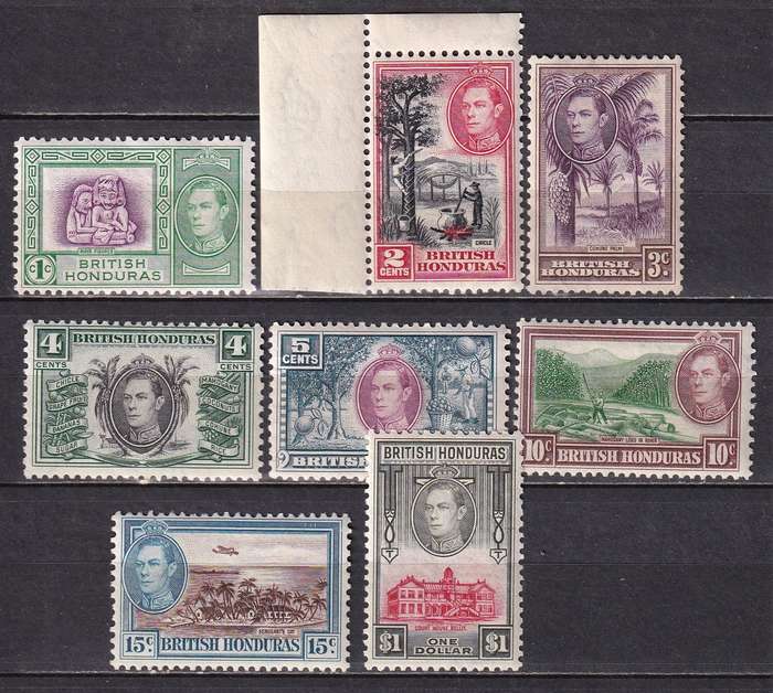 British Honduras 1938-47 KG VI part set , M/H                (SG 150-156,159 , CV £70 )