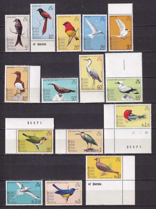 British Indian Ocean Territory 1975 bird set, MNH                    (SG62/76, CV £14)