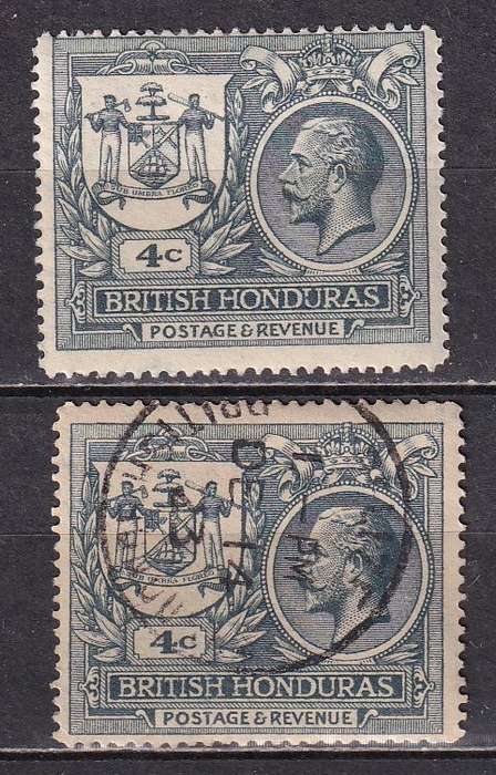 British Honduras 1922 KG V 4c slate, M/H & used               (SG 123 , CV £16 )