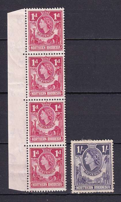 Northern Rhodesia 1955 QE part revenue set, M/H          ( BF 16,19, CV R320 )