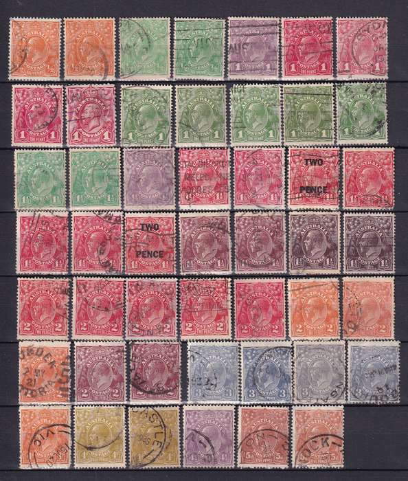 Australia KG V part sets, used