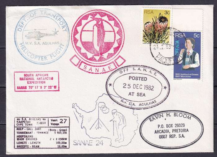 SA National Antarctic Expedition Covers - SAMAE - SA AGULHAS               ( 12 x COVERS)