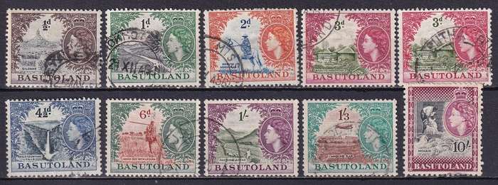 Basutoland 1954 QE part set , used           (SACC 43>, CV R900)