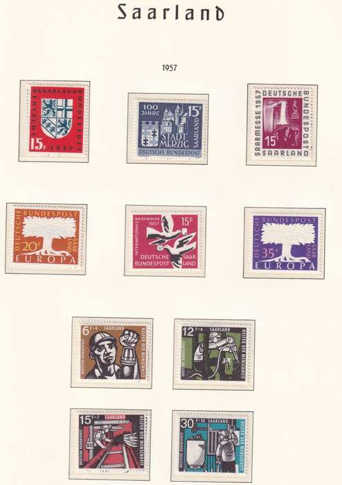 Germany SAARLAND 1957-59  sets & part sets, MNH,MLH        (3 x SCANS , pages not included)