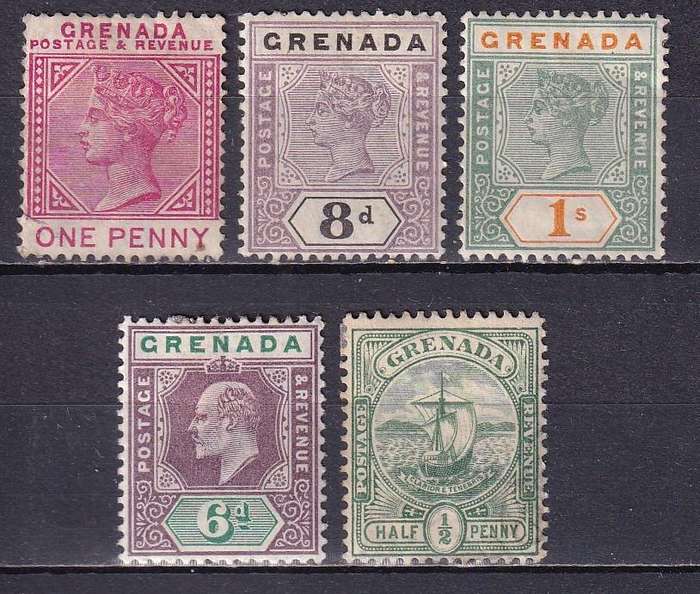 Grenada 1887> QV & KE part sets (CA) , M/H          (SG 40, ,54,55,57,84 >, CV £45)
