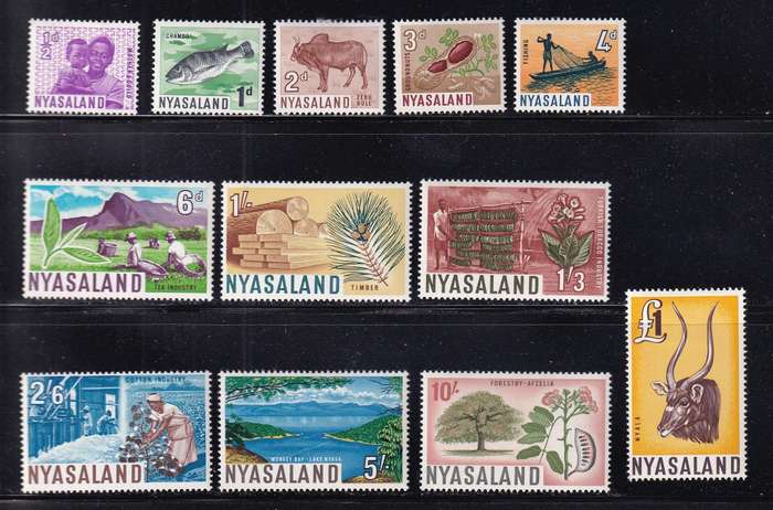 Nyasaland 1964 set, MLH         (SG 199-210, £19)