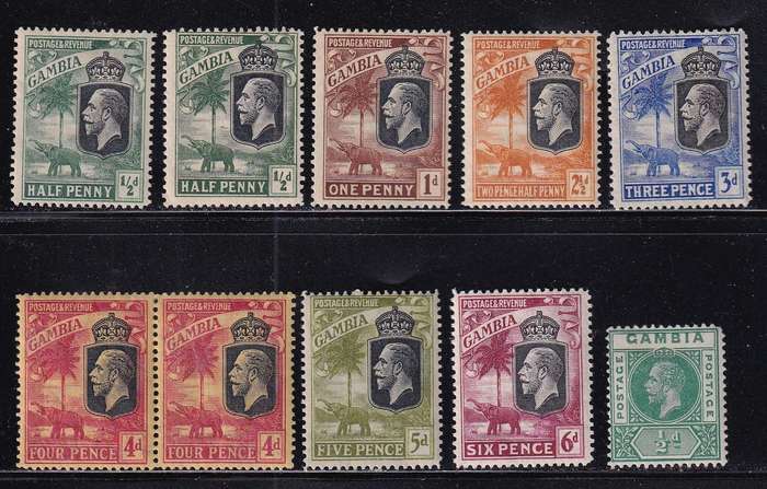 Gambia 1922-29 KG V part set, M/H               (SG 122> CV £45)