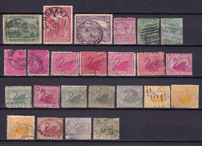 Australia states (Victoria, Tasmania, Queensland NSW ext) part sets, used       (3 x  SCANS)