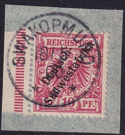 German South West Africa 1898 SWAKOPMUND 10pf on germany issue ,used on piece
