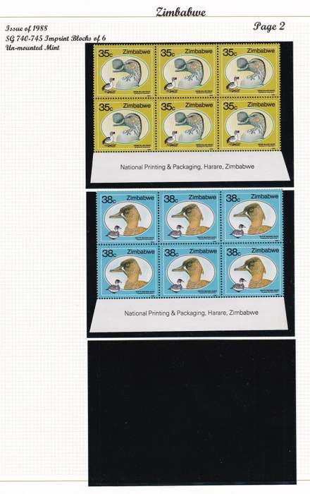 Zimbabwe 1988 Wild Ducks part set imprint B6 , MNH             (SG 740-744, 2 x scans)