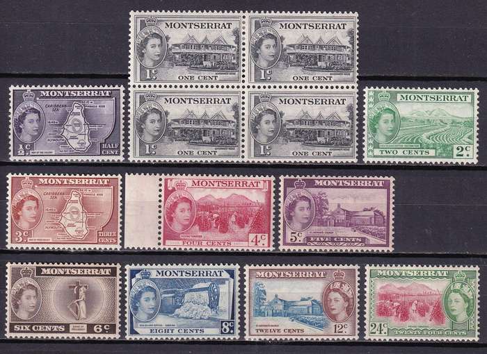 Montserrat 1953-62 QE part set, M/H                    (SG 136a >)