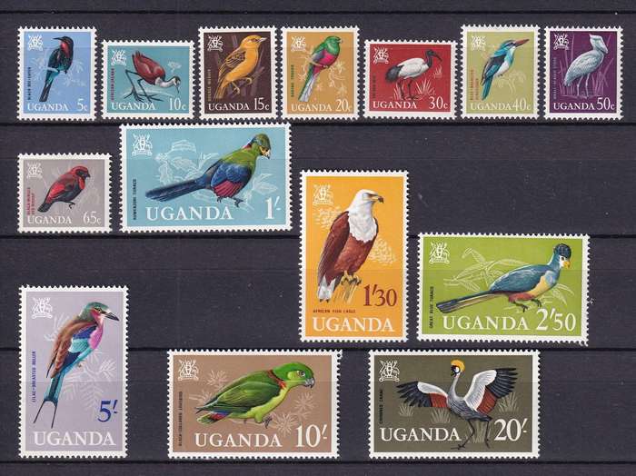 Uganda 1965 Bird set, MLH            (SG 113-126, CV £36)