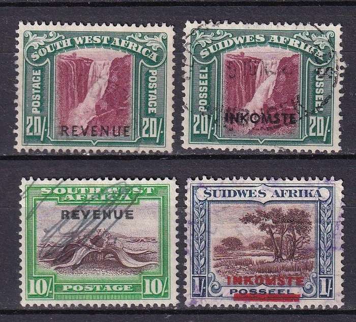 SWA 1931> 10s & 20s Pictorials overprinted INKOMSTE/REVENUE, used