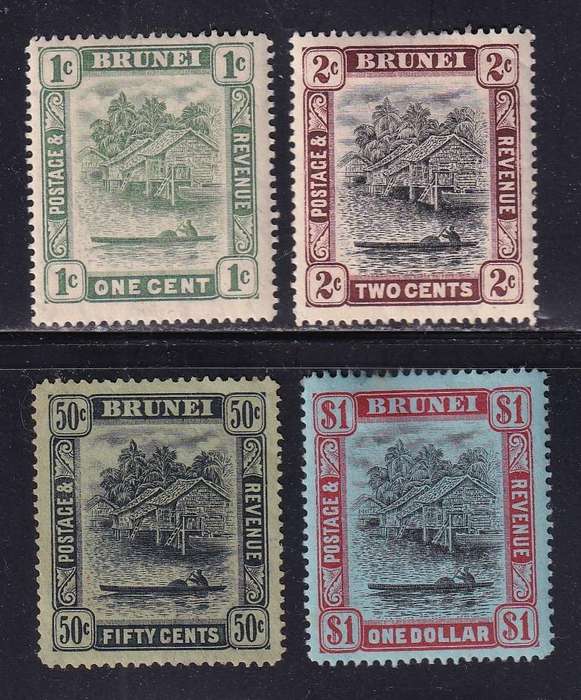 Brunei 1908-22 river part set , M/H             (SG 34,36, 45,46,CV £65)