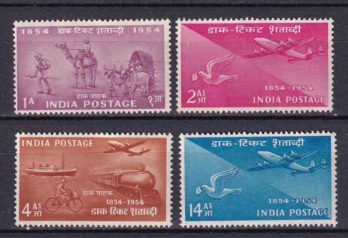 India 1954 Centenary set, M/H               (SG 348-351, CV £17)