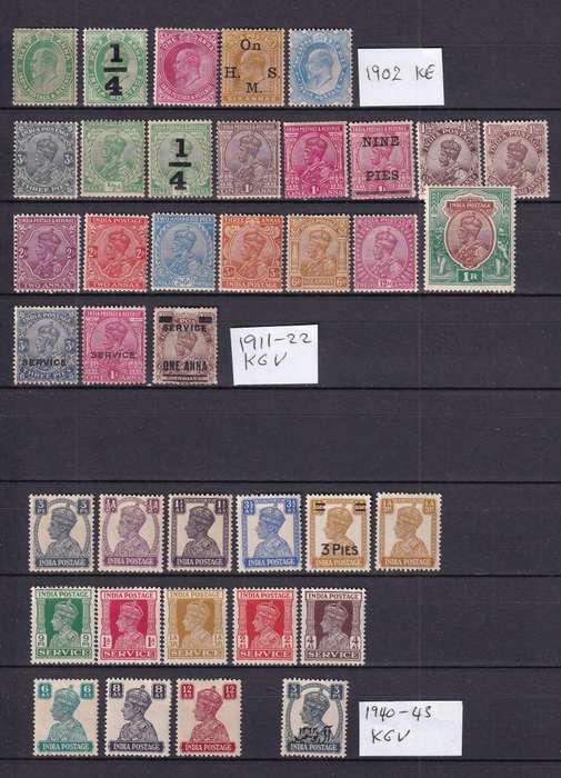 India 1902> KE ,KG V part sets , M/H          (2 X SCANS, SG 121>, CV +£90)