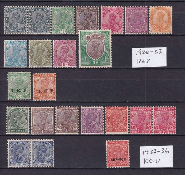 India 1902> KE ,KG V part sets , M/H          (2 X SCANS, SG 121>, CV +£90)