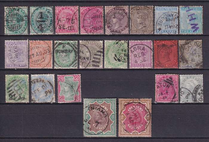 India 1882> QV part sets (W34), used        ( SG 84>, CV £70)