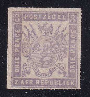 Transvaal 1871 3d pale lilac ,eagle with folded wings, fine roulette,  MNH       (SACC 23a, R2500)