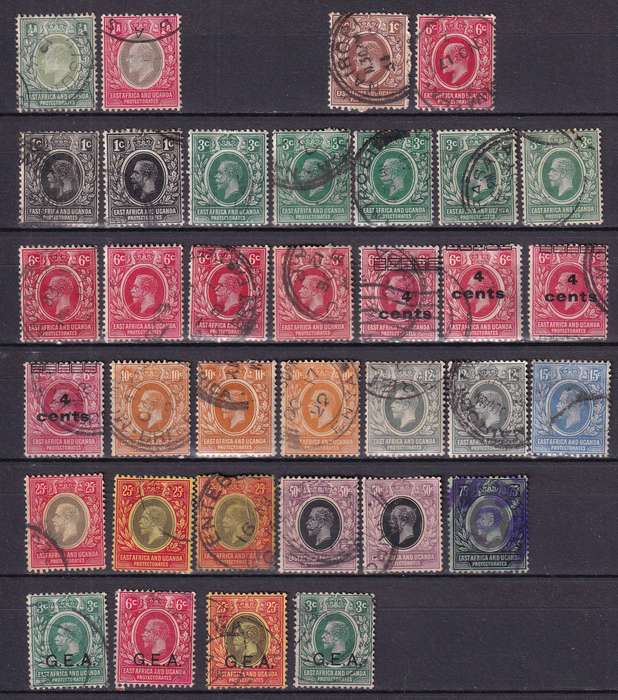 East Africa and Uganda Protectorate (German East Africa ) 1903> KE, KG V part sets, used  (fauSG 1>)