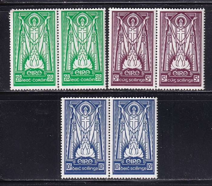 Ireland 1940-68 2/6-10s pairs , MNH                   (SG 123-125, CV £280)