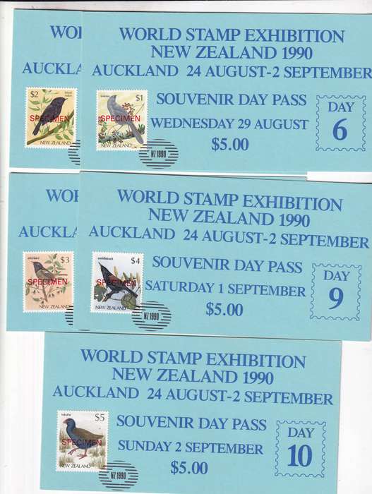 New Zealand 1990 Souvenir day pass SPECIMEN set, MNH